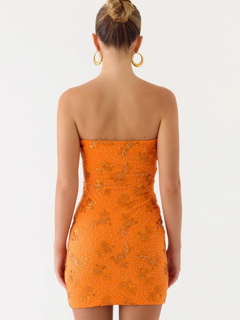 NWT Peppermayo Push Back Beaded Sequin Mini Dress Orange Small US 4 - Picture 2 of 7